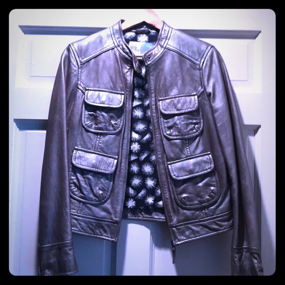 Boden Metallic Gray Leather jacket